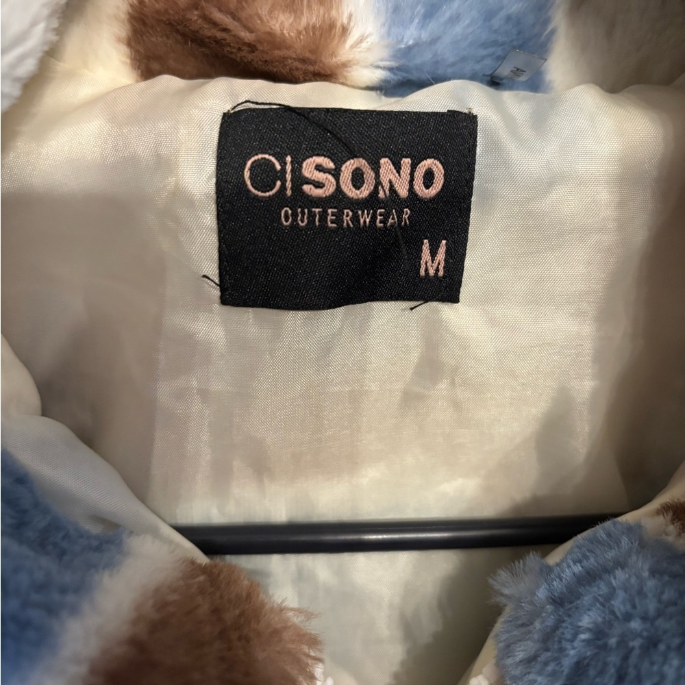 Ci Sono Faux fur plaid bomberJacket M - Picture 3 of 5